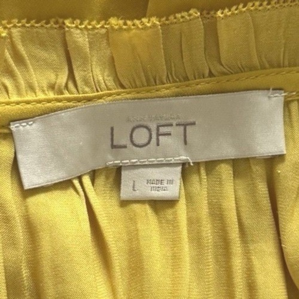 LOFT Women's Yellow Lace Up Tie Neck Sleeveless Peplum Blouse Top NWT Size Large - Picture 4 of 7